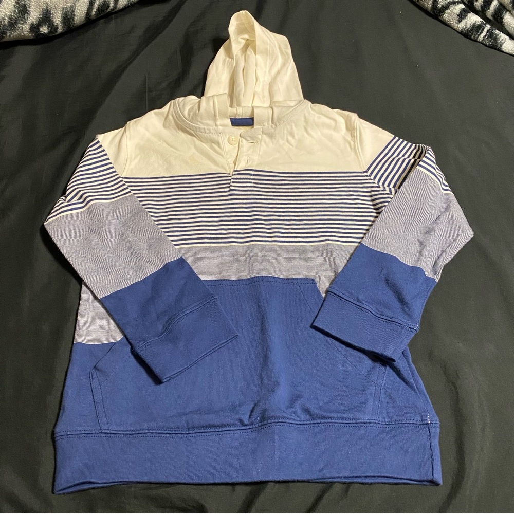 Crazy 8 Boys Blue and White Long Sleeve Button Up Tee Size S (5-6)